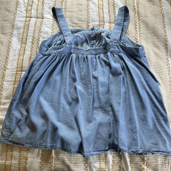 Motherhood Maternity Women’s Blue Denim Tank Blouse w/Tie Front Size XL - Picture 7 of 11